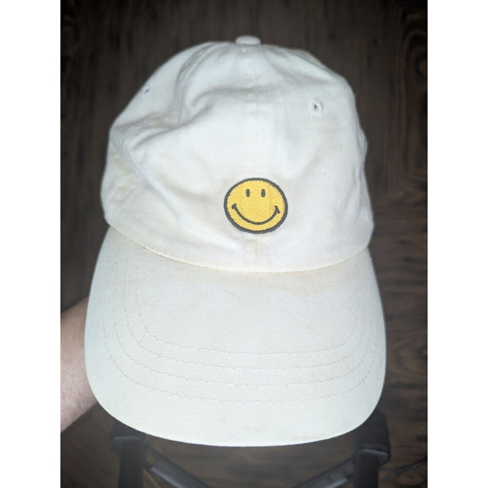 Embroidered Smiley Original Face Dad Hat Baseball Cap Beige Tan Adjustable Strap